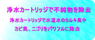 浄水カートリッジで不純物を除去。浄水カートリッジで水道水のカルキ臭やカビ臭、にごりをパワフルに除去